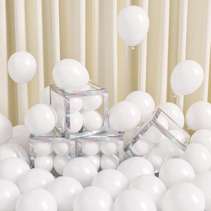 FOTIOMRG 120pcs White Latex Balloons - 5 Inch Helium Quality for Birthday & Wedding Decor