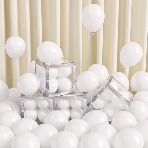 FOTIOMRG 120pcs White Latex Balloons - 5 Inch Helium Quality for Birthday & Wedding Decor
