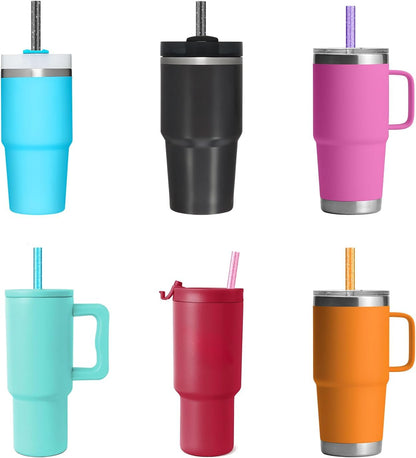 Stanley Replacement Straws - 6 Pack Reusable Straws with Cleaning Brush for 14 oz & 20 oz Tumblers