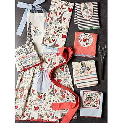 DII I Love Paris Collection Kitchen, Dishtowel Set, 18x28, Embellished, 4 Piece