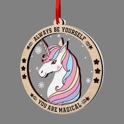 Unicorn Ornament - Unicorn Christmas Ornament 2026 | Wood Acrylic Keepsake, Gift Box Included