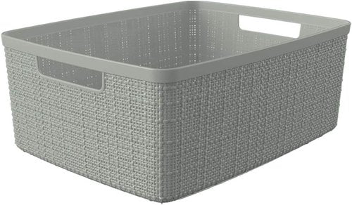 Curver Decorative Storage Baskets Set of 6 - Medium 12L Jute Bins for Home, Office & Kitchen | Grey