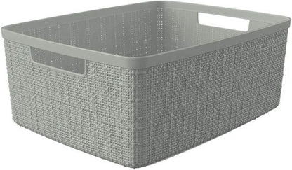 Curver Decorative Storage Baskets Set of 6 - Medium 12L Jute Bins for Home, Office & Kitchen | Grey