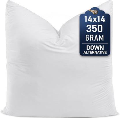 Utopia Bedding Throw Pillow - Fluffy Down Alternative Cushion for Bed & Sofa | 14 x 14 Inches, White