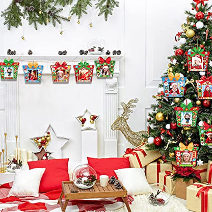 Funrous 96 Pack Christmas Picture Frame Ornaments with Stickers & Ropes - Holiday DIY Decorations