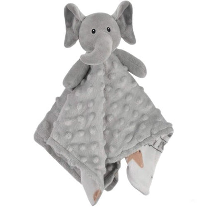BORITAR Elephant Baby Security Blanket - Soft Minky Dot Fabric Lovey with Cute Animal Backing | 14-Inch Plush Cuddle Blankie