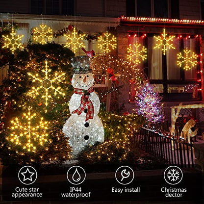 Christmas Snowflake Window Lights Set - Warm White, 8 Pieces with Remote