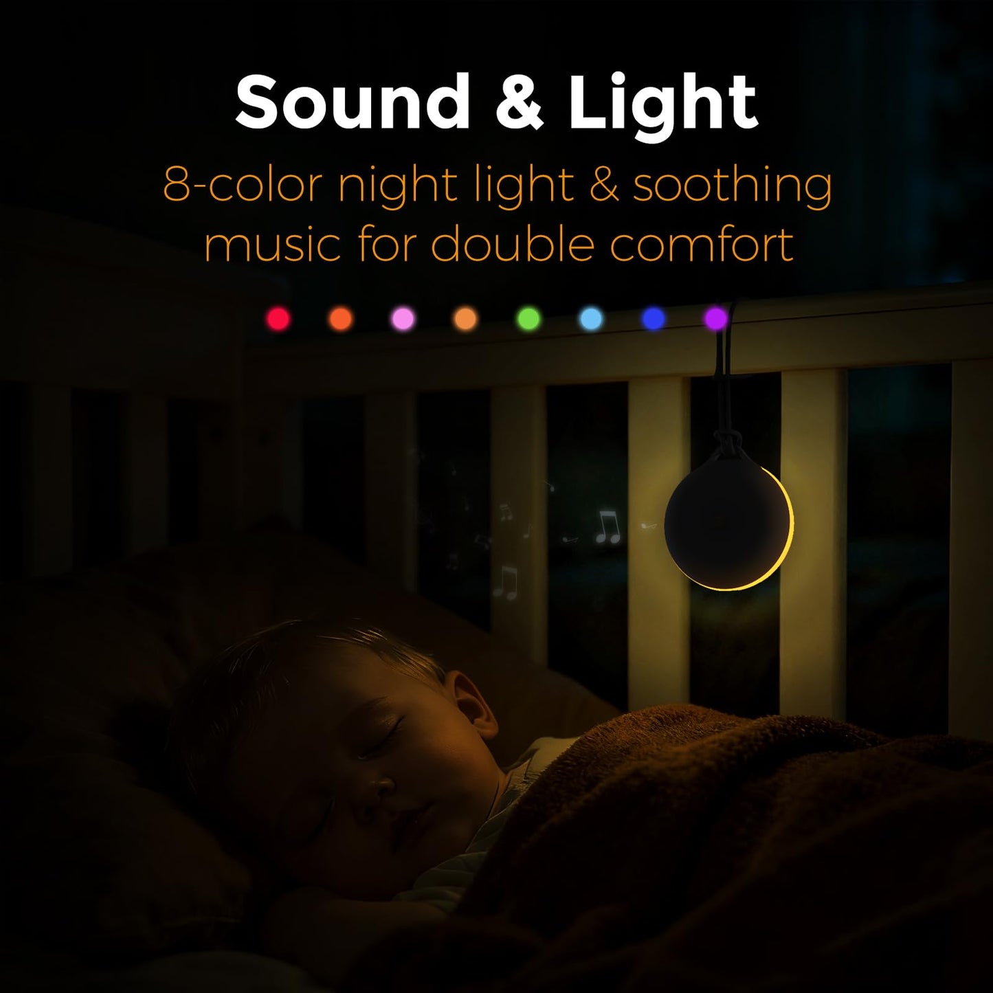 Portable White Noise Machine for Baby Sleeping, Sound Machine with Personal Voice Recording & Night Light, Rechargeable Battery for Travel, 12 Soothing Sounds & App Library, Toddler Travel Essentials