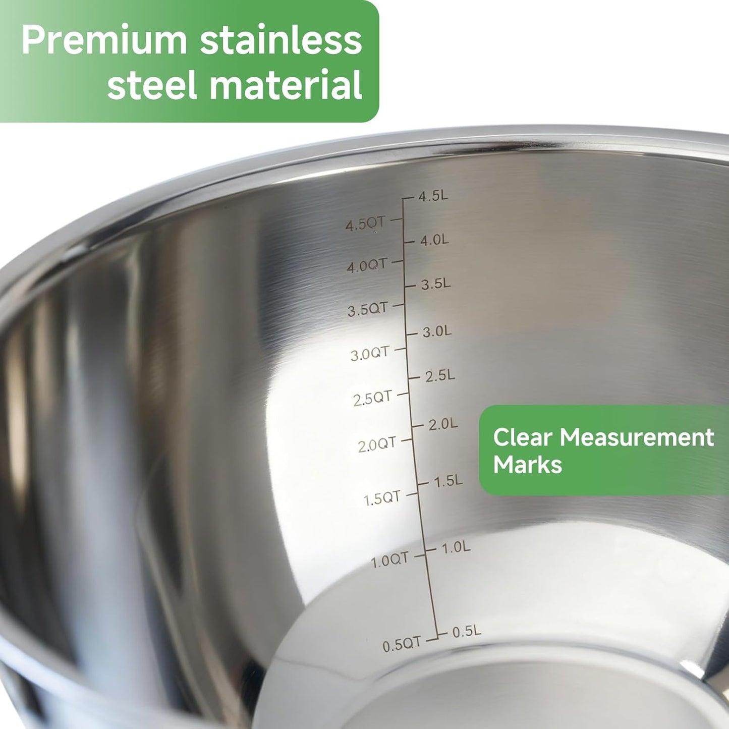 Stainless Steel Mixing Bowls Set by [Brand Name] - Airtight Lids, Non-Slip Base, 3 Sizes (1.5/3/5 QT) | Ideal for Food Prep & Storage