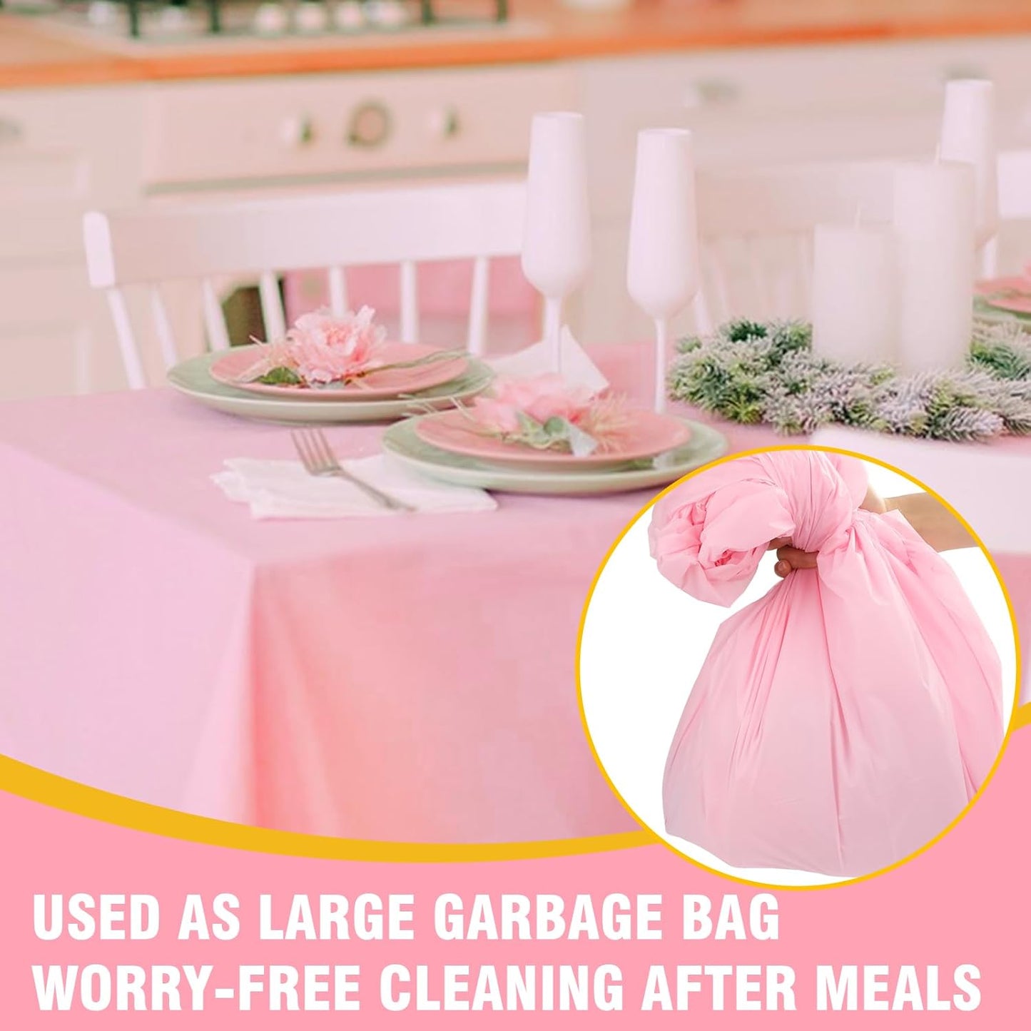 Pink Plastic Table Cloths by [Brand Name] - 20 Pack Disposable Table Covers for Rectangular Tables | 54 x 108 Inches