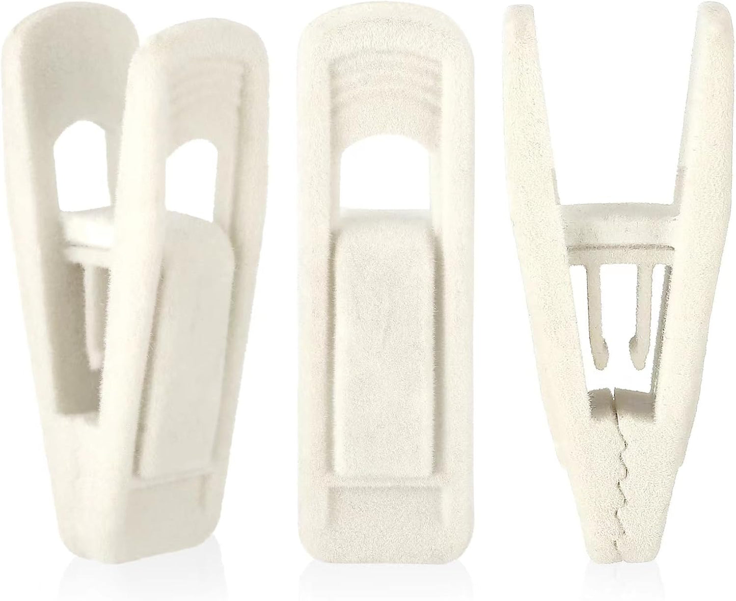 Tinfol Ivory Velvet Hanger Clips - 24 Pack Strong Flocked Clips for Slim-Line Clothes Hangers