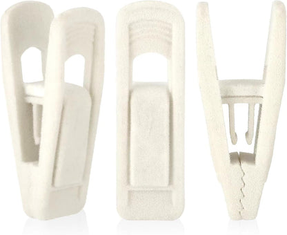 Tinfol Ivory Velvet Hanger Clips - 24 Pack Strong Flocked Clips for Slim-Line Clothes Hangers