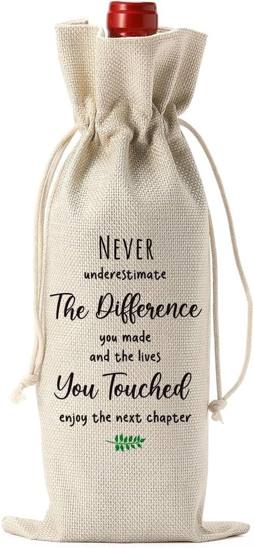 FBCCZEY Going Away Moving Away Leaving Farewell Goodbye Wine Bag for Friends Teachers Coworkers Boss Women Retirement Retired New Beginning New Business Owner Wine Bag for Woman Men