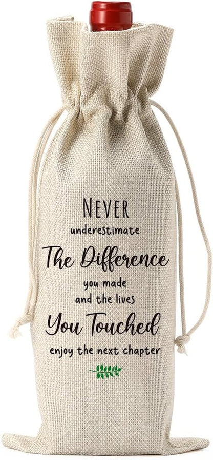 FBCCZEY Going Away Moving Away Leaving Farewell Goodbye Wine Bag for Friends Teachers Coworkers Boss Women Retirement Retired New Beginning New Business Owner Wine Bag for Woman Men