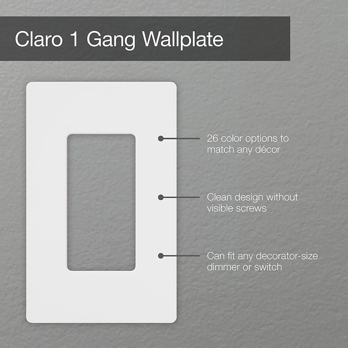 Lutron Claro Light Switch Cover Plate, 1 Gang Wallplate, for Decorator Light Switches, Rocker Light Switch Cover, Outlet Cover, Screwless Switch Plate Cover, Gloss, CW-1-BL, Black