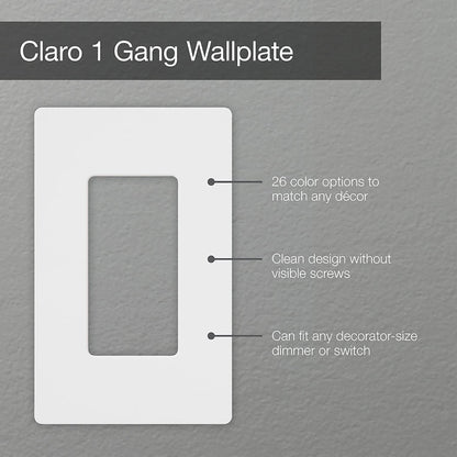 Lutron Claro Light Switch Cover Plate, 1 Gang Wallplate, for Decorator Light Switches, Rocker Light Switch Cover, Outlet Cover, Screwless Switch Plate Cover, Gloss, CW-1-BL, Black