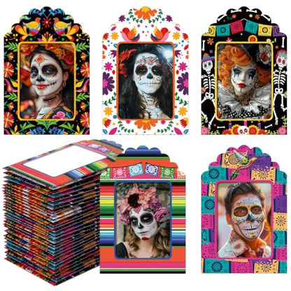 Dia De Los Muertos Sugar Skull Photo Frame Set - 50 Pack for Altar Decor