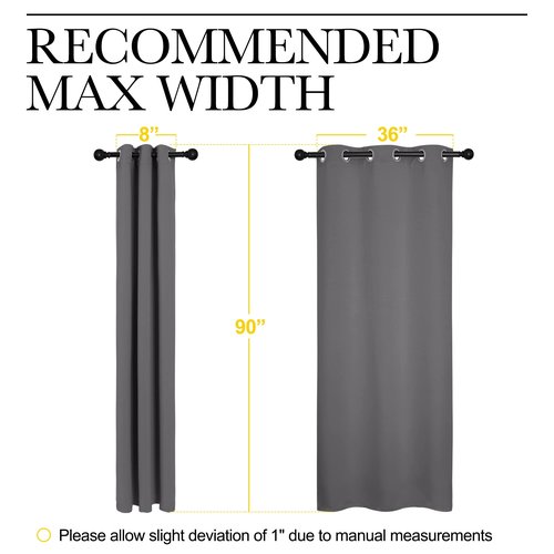 NICETOWN Thermal Insulated Blackout Curtains - Grommet Top Window Treatment Drapes for Hall (2 Panels, W42 x L90 inches, Grey)