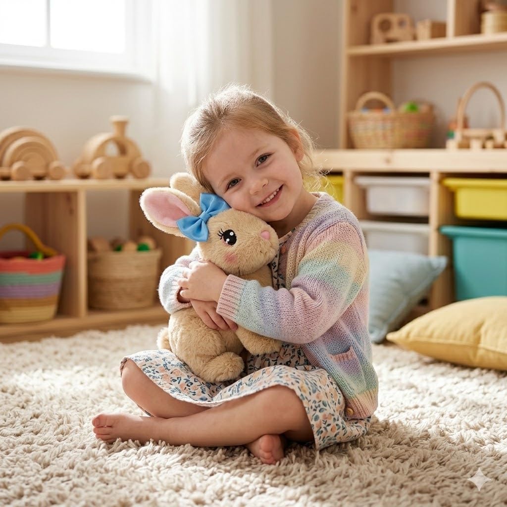 Skiennix Easter Bunny Toy - Interactive Hopping Plush Rabbit with Sounds & Movements | Brown