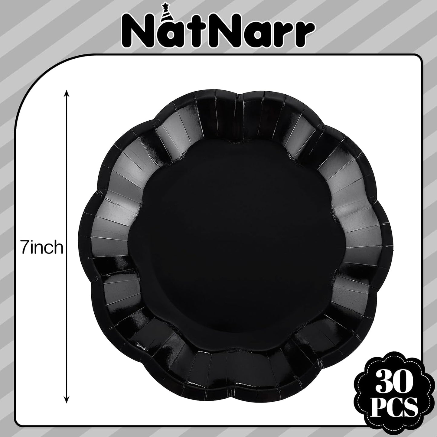 Skiennix 30 Pack Bow Cake Toppers - Elegant Black Paper Plates Included | Perfect for Parties