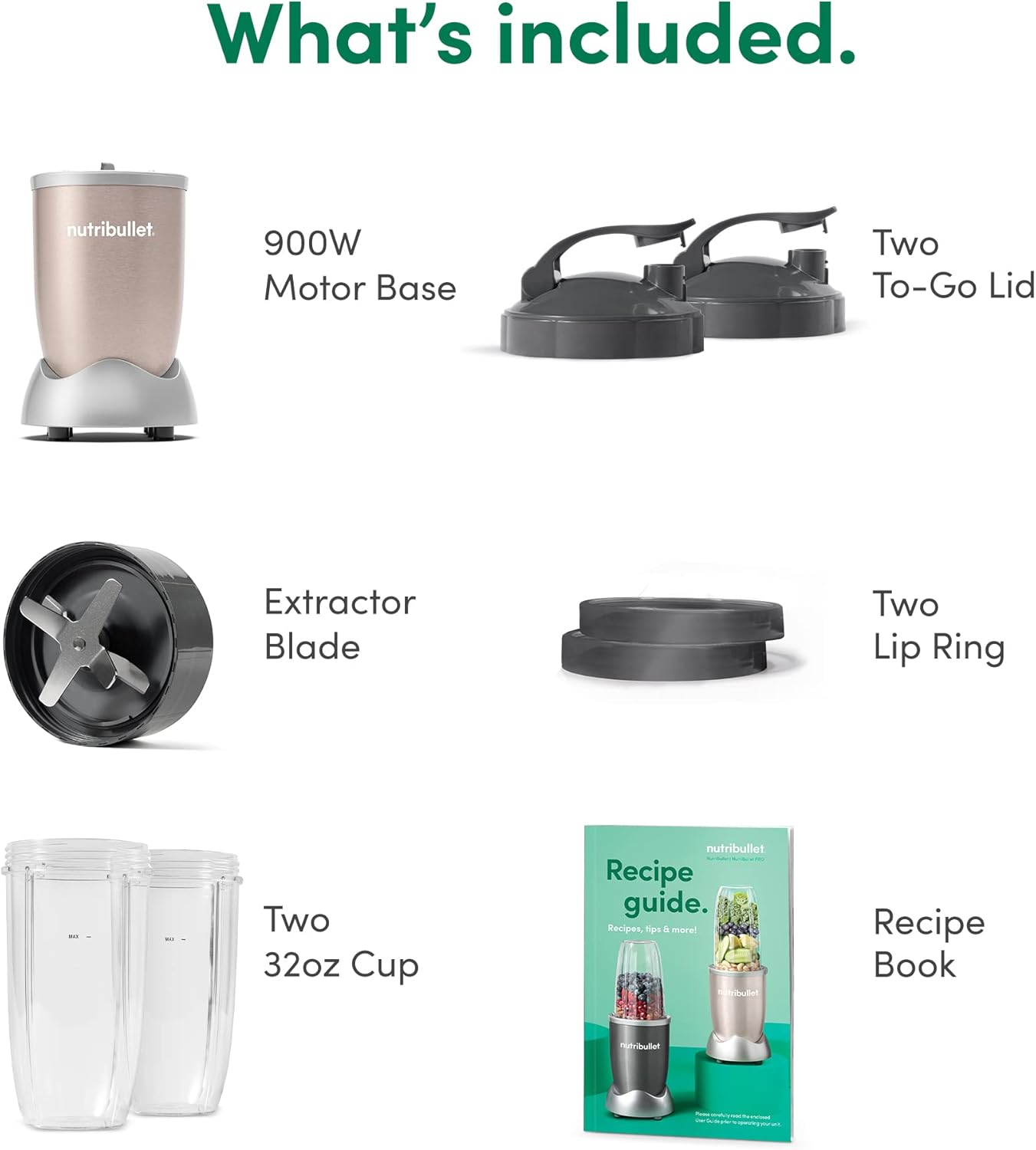 Nutribullet Pro 900 Watt Personal Blender - 13-Piece High-Speed Mixer System in Champagne | Pack of 2