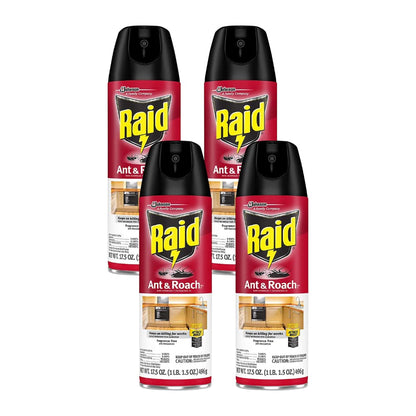 Raid Ant and Roach Killer - Fragrance-Free Formula | 17.5 Ounce (Pack of 4)