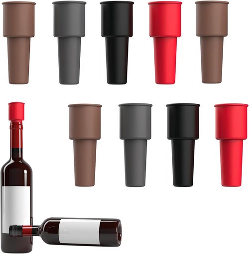 9-Pack Silicone Wine Stoppers to Keep Sparkling Wine Fresh, Beer & Champagne Stoppers (Random Colors)
