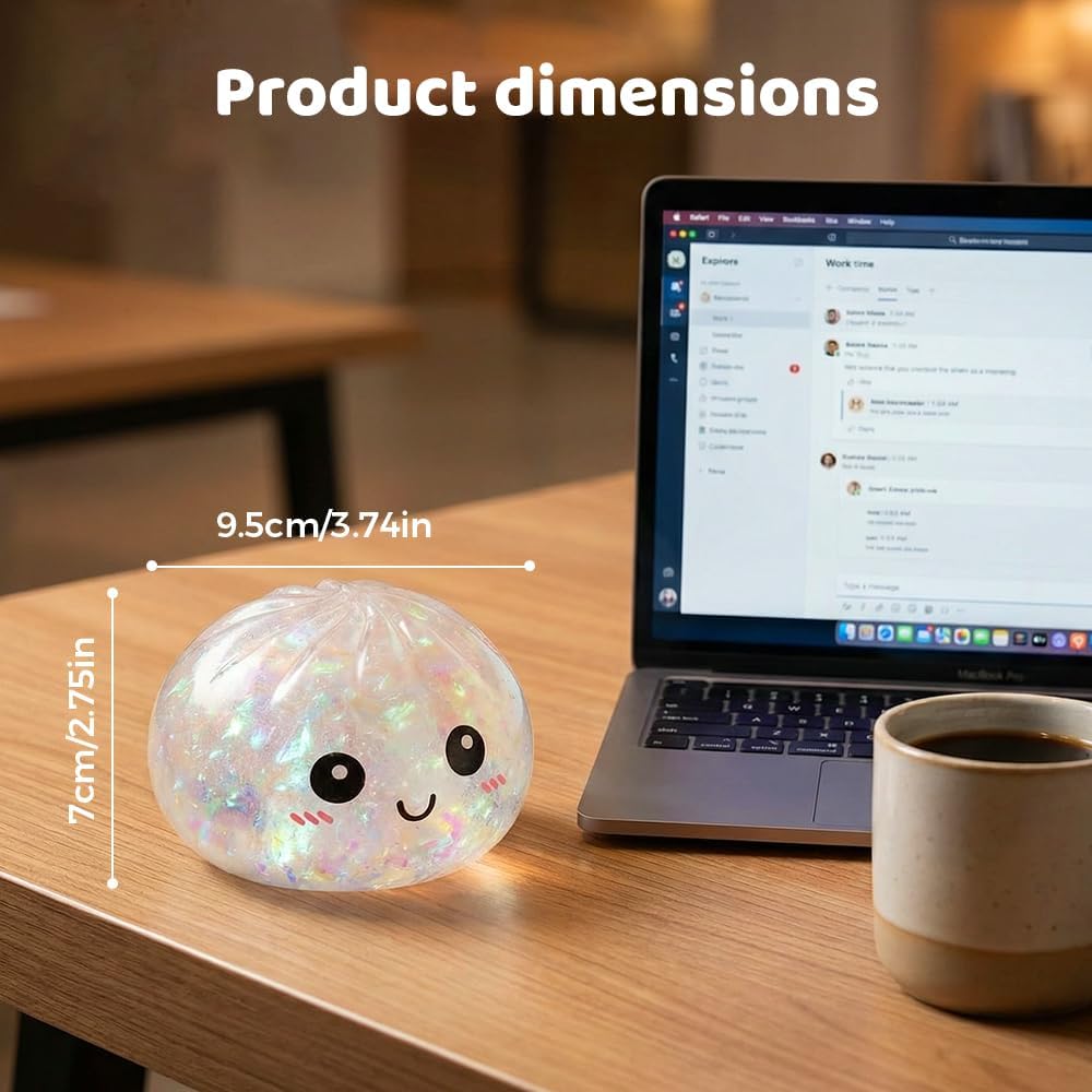 Skiennix Shimmering Dumpling Squishies - 4Pcs Colorful Stress Balls for Fidget Relief | Red