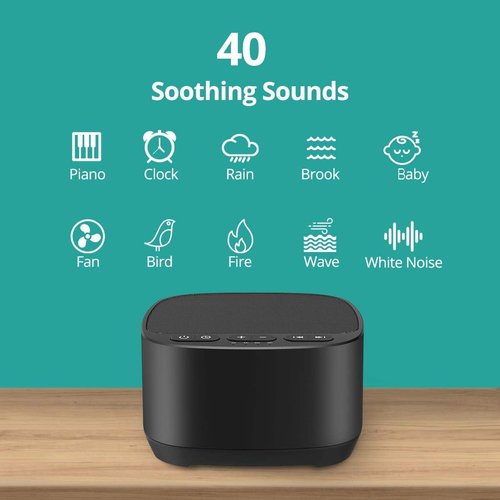 Magicteam White Noise Machine - 40 Soothing Sounds, Memory Function & Sleep Timer | Black