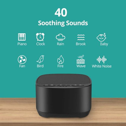Magicteam White Noise Machine - 40 Soothing Sounds, Memory Function & Sleep Timer | Black