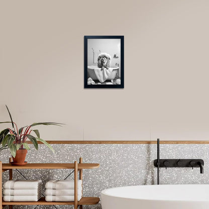 Regine Switzerland Black and White Lion Canvas Wall Art - Funny Animal Print for Bathroom Decor
