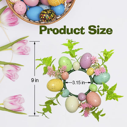 Skiennix Easter Egg Candle Rings - 3-Piece Mini Wreath Set for Spring Home Decor | 9" Pastel Holders