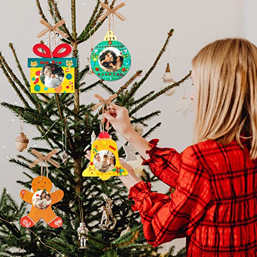 12Pcs Christmas DIY Photo Frame Ornaments Unfinished Wood Craft Kits - Variations of This Listing