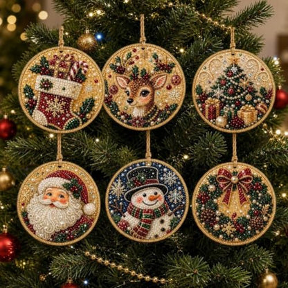 Christmas Pearl Art Ornaments Kit with Beads Gems & Twine - Color 1