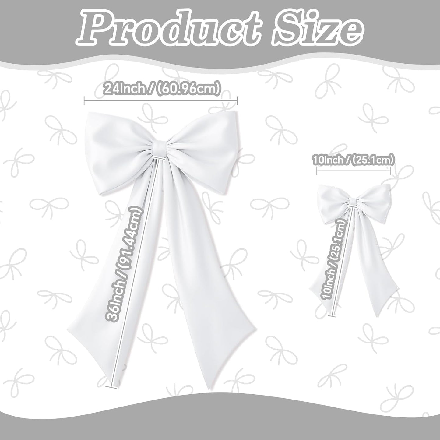 Skiennix White Bow Decor - 2 Pack Large & Small Coquette Wall Backdrop for Weddings & Events