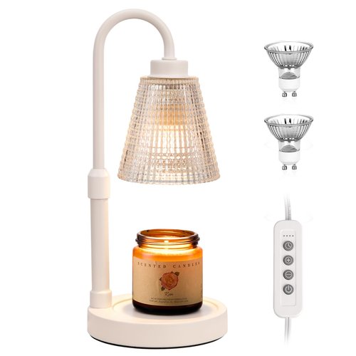 Innqoo White Candle Warmer Lamp with Timer, Dimmable Candle Warmer for Jar Candles, Height Adjustable Wax Melts Warmer, Birthday Gifts for Women Mom, House Warming Gifts New Home Decor