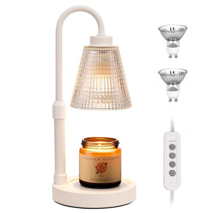 Innqoo White Candle Warmer Lamp with Timer, Dimmable Candle Warmer for Jar Candles, Height Adjustable Wax Melts Warmer, Birthday Gifts for Women Mom, House Warming Gifts New Home Decor