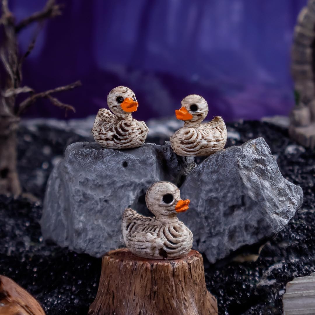 Skiennix Mini Duck Skeleton Figurines - 50Pcs Halloween Decor for Spooky Scenes | Tiny Resin Ducks