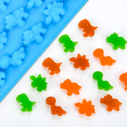 Skiennix Silicone Gummy Molds - Bear, Dinosaur & Heart Shapes with 2 Droppers | Pack of 4