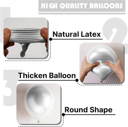 PartyWoo Silver Balloons - 101pcs 12 Inch Latex Helium Balloons for Weddings & Celebrations