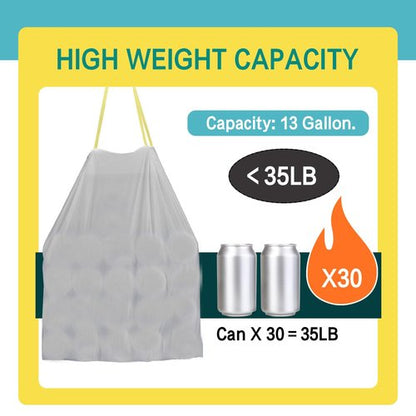 Strong Tall Kitchen Drawstring Trash Bags,big tall garbage can liners, 13 Gallon, Unscented, 50 Count
