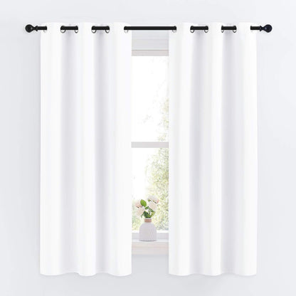 NICETOWN Curtains - Grommet Drapery Panels for Small Windows | 50% Light Blocking, 34x63, Pure White