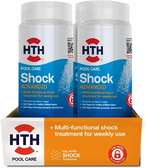HTH 52043 Pool Care Shock - Advanced Swimming Pool Chemical Prevents Bacteria & Algae | 2 lbs (2-Pack)