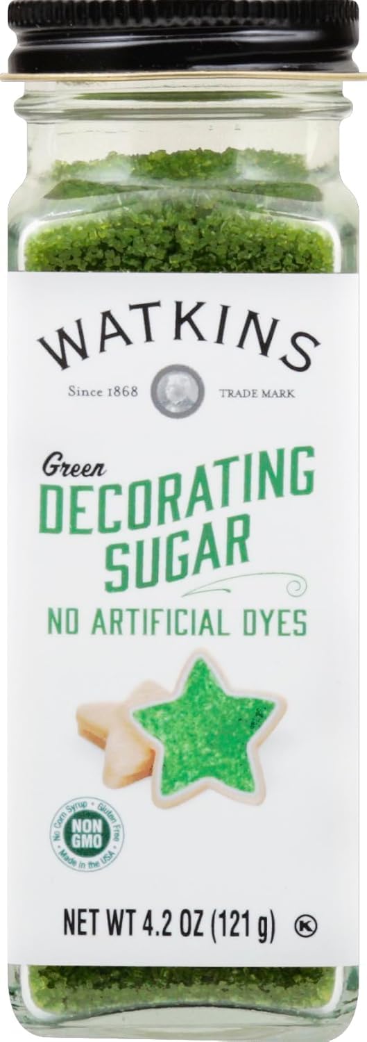 Watkins Green Decorating Sugar - Non-GMO & Kosher, No Artificial Dyes | 4.2 Ounce Pack