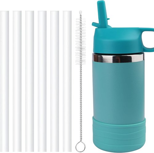 Hydro Flask Reusable Replacement Straws - BPA-Free 6-Pack with Straw Brush for 12oz Kids Water Bottles