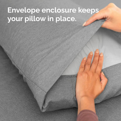 Skiennix Body Pillowcases Set of 2 | Soft, Wrinkle-Free 20x54 Pillow Covers - Comfy Heathered Grey