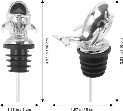 Sea Whale Wine Pourer, Zinc Alloy Silver Wine Spout, Aerator for Red and White Wine, Home Bar Accessory, Smooth Pouring, Enhances Flavor and Aroma