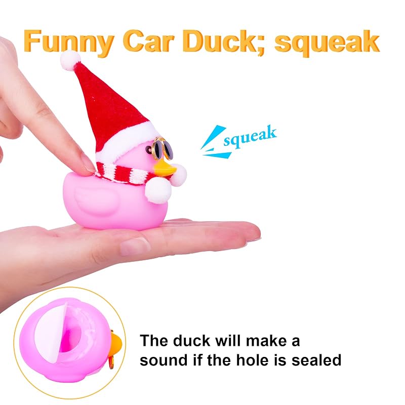 Christmas Rubber Duck Car Ornament with Hat, Sunglasses & Scarf - Pink Duck-Green Scarf (Variation of THIS listing)