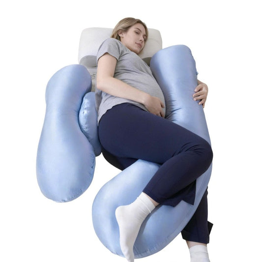 Pregnancy Pillows for Side Sleeping - Adjustable Belly & Back Support Pillow,H Shaped Full Body Maternity Pillow with Cooling Removable Cover, for Pregnant Women and Adults(Blue)