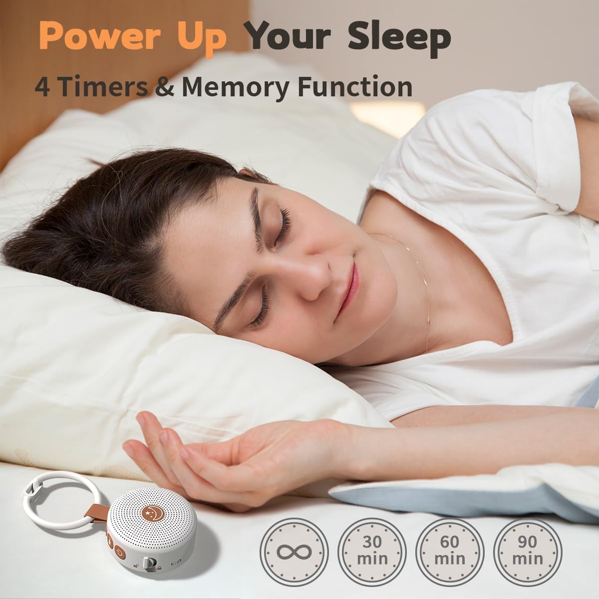 Skiennix Mini White Noise Machine - 30 Soothing Sounds with Auto-Off Timer | Portable for Kids & Adults